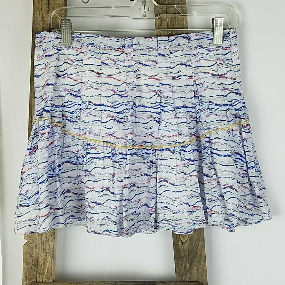 Free People‎ women 4 mini ruffle A-Line skirt metallic artsy  Festival Bohemian